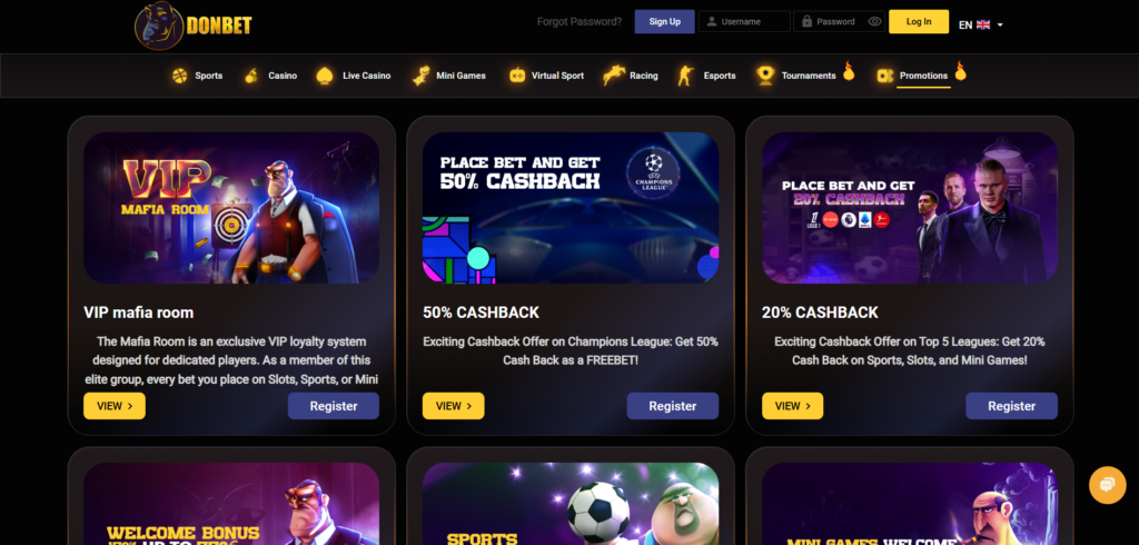 Learn Donbet Casino promotions page