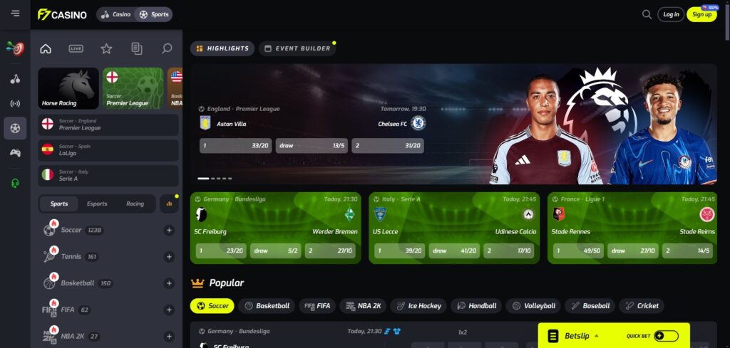 Discover F7 Casino sports page
