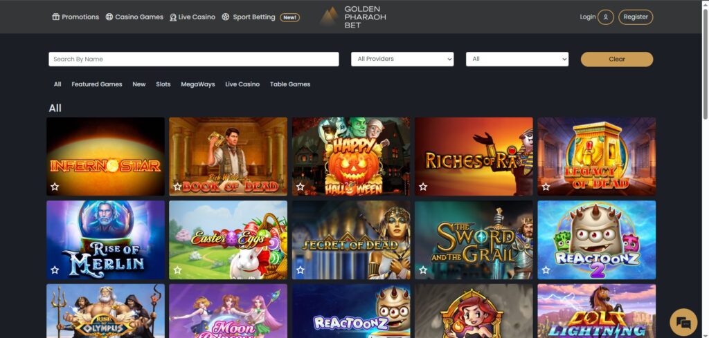 Learn Golden Pharaoh Casino games page